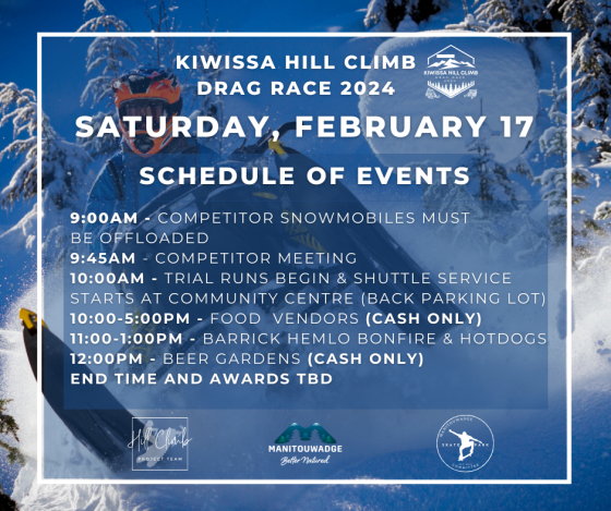 Kiwissa Hill Climb Drag Races – Feb 17th Schedule of Events
